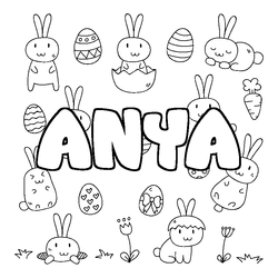 Coloraci&oacute;n del nombre ANYA - decorado Pascua
