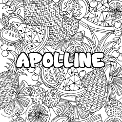 Coloraci&oacute;n del nombre APOLLINE - decorado mandala de frutas