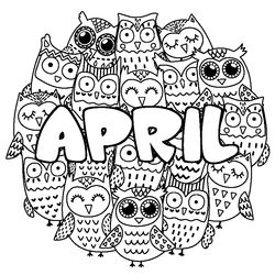 Coloraci&oacute;n del nombre APRIL - decorado b&uacute;hos
