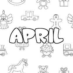Coloraci&oacute;n del nombre APRIL - decorado juguetes