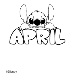 Coloraci&oacute;n del nombre APRIL - decorado Stitch