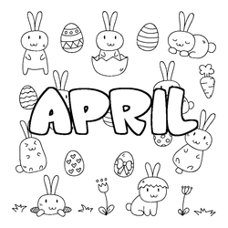 Coloraci&oacute;n del nombre APRIL - decorado Pascua
