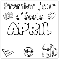 Coloraci&oacute;n del nombre APRIL - decorado primer d&iacute;a de escuela