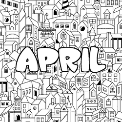 Coloraci&oacute;n del nombre APRIL - decorado ciudad