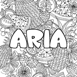 Coloraci&oacute;n del nombre ARIA - decorado mandala de frutas