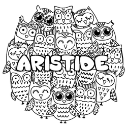 Coloraci&oacute;n del nombre ARISTIDE - decorado b&uacute;hos