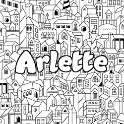 Coloraci&oacute;n del nombre Arlette - decorado ciudad