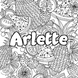 Coloraci&oacute;n del nombre Arlette - decorado mandala de frutas