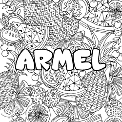 Coloraci&oacute;n del nombre ARMEL - decorado mandala de frutas