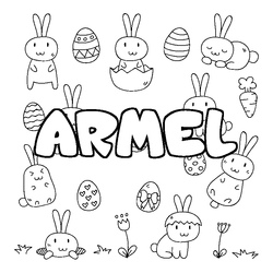 Coloraci&oacute;n del nombre ARMEL - decorado Pascua