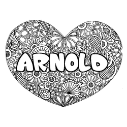Coloraci&oacute;n del nombre ARNOLD - decorado mandala de coraz&oacute;n