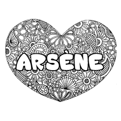 Coloraci&oacute;n del nombre ARS&Egrave;NE - decorado mandala de coraz&oacute;n