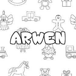 Coloraci&oacute;n del nombre ARWEN - decorado juguetes