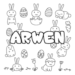 Coloraci&oacute;n del nombre ARWEN - decorado Pascua