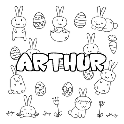 Coloraci&oacute;n del nombre ARTHUR - decorado Pascua