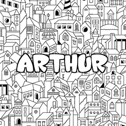 Coloraci&oacute;n del nombre ARTHUR - decorado ciudad
