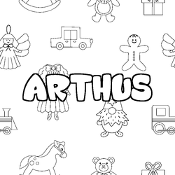 Coloraci&oacute;n del nombre ARTHUS - decorado juguetes