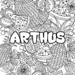 Coloraci&oacute;n del nombre ARTHUS - decorado mandala de frutas