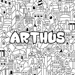 Coloraci&oacute;n del nombre ARTHUS - decorado ciudad