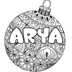 Coloraci&oacute;n del nombre ARYA - decorado bola de Navidad