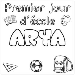 Coloraci&oacute;n del nombre ARYA - decorado primer d&iacute;a de escuela