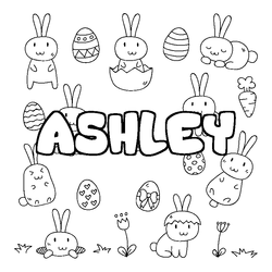 Coloraci&oacute;n del nombre ASHLEY - decorado Pascua