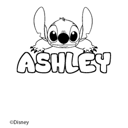 Coloraci&oacute;n del nombre ASHLEY - decorado Stitch