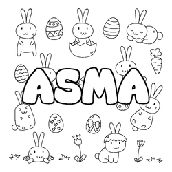 Coloraci&oacute;n del nombre ASMA - decorado Pascua