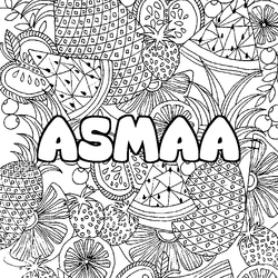 Coloraci&oacute;n del nombre ASMAA - decorado mandala de frutas