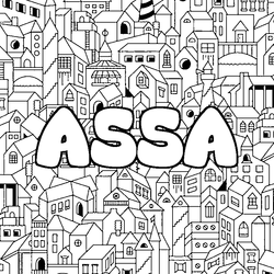 Coloraci&oacute;n del nombre ASSA - decorado ciudad
