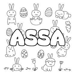Coloraci&oacute;n del nombre ASSA - decorado Pascua