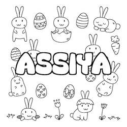 Coloraci&oacute;n del nombre ASSIYA - decorado Pascua