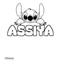 Coloraci&oacute;n del nombre ASSIYA - decorado Stitch