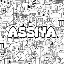 Coloraci&oacute;n del nombre ASSIYA - decorado ciudad