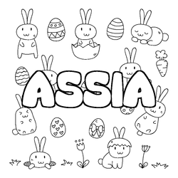 Coloraci&oacute;n del nombre ASSIA - decorado Pascua