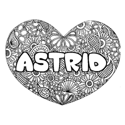 Coloraci&oacute;n del nombre ASTRID - decorado mandala de coraz&oacute;n
