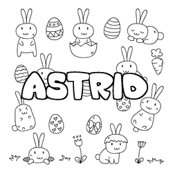 Coloraci&oacute;n del nombre ASTRID - decorado Pascua