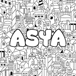 Coloraci&oacute;n del nombre ASYA - decorado ciudad