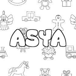 Coloraci&oacute;n del nombre ASYA - decorado juguetes