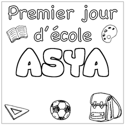 Coloraci&oacute;n del nombre ASYA - decorado primer d&iacute;a de escuela