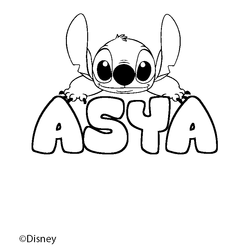 Coloraci&oacute;n del nombre ASYA - decorado Stitch