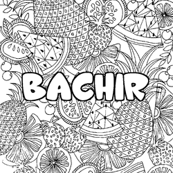 Coloraci&oacute;n del nombre BACHIR - decorado mandala de frutas
