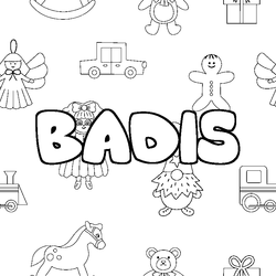 Coloraci&oacute;n del nombre BADIS - decorado juguetes