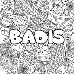 Coloraci&oacute;n del nombre BADIS - decorado mandala de frutas