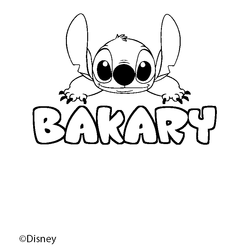 Coloraci&oacute;n del nombre BAKARY - decorado Stitch