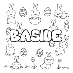 Coloraci&oacute;n del nombre BASILE - decorado Pascua