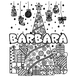 Coloraci&oacute;n del nombre BARBARA - decorado &aacute;rbol de Navidad y regalos