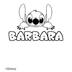 Coloraci&oacute;n del nombre BARBARA - decorado Stitch