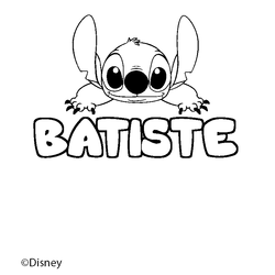Coloraci&oacute;n del nombre BATISTE - decorado Stitch