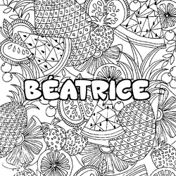 Coloraci&oacute;n del nombre B&Eacute;ATRICE - decorado mandala de frutas